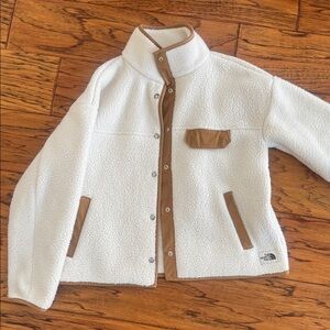 The North Face White and Tan Fleece Jacket
